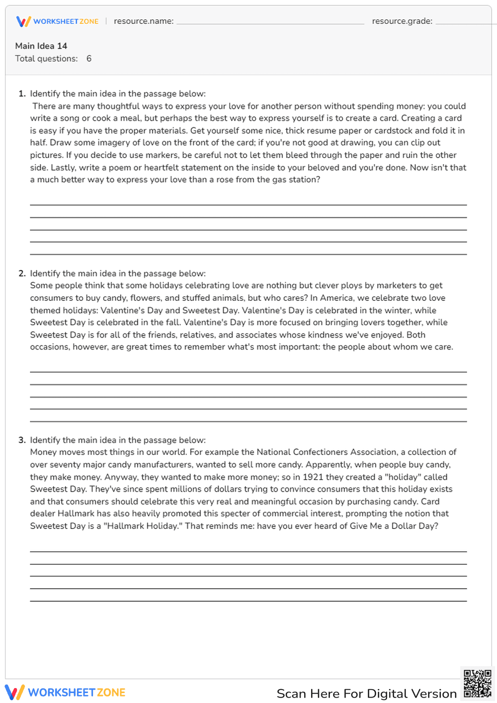 Main Idea Practice - Page 1