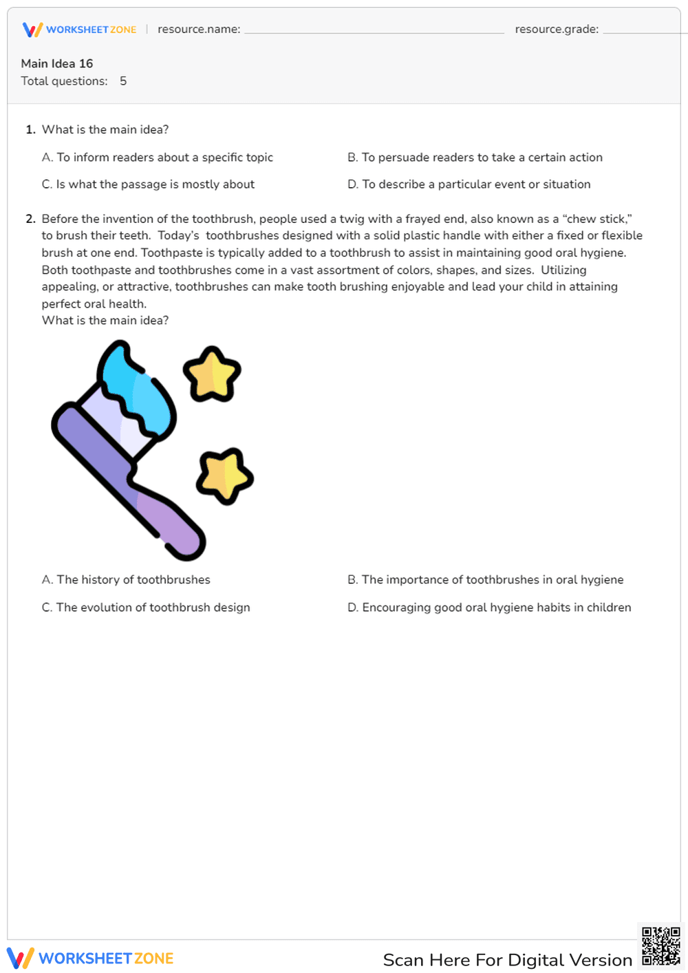 Finding the Main Idea in Reading Texts - Page 1