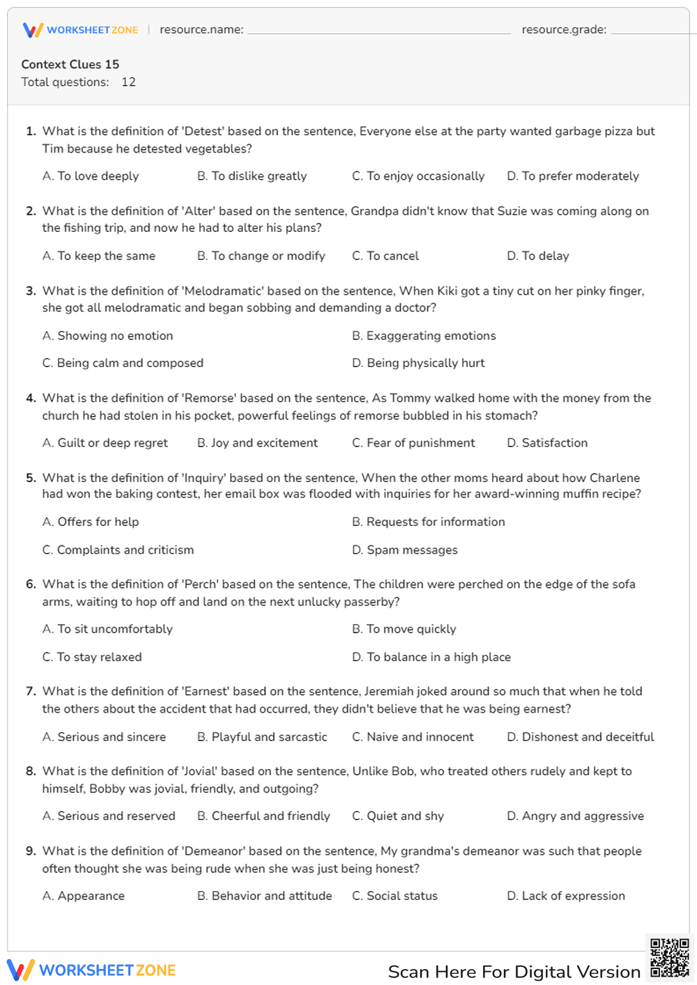 Enhance Vocab Using Context Clues - Page 1
