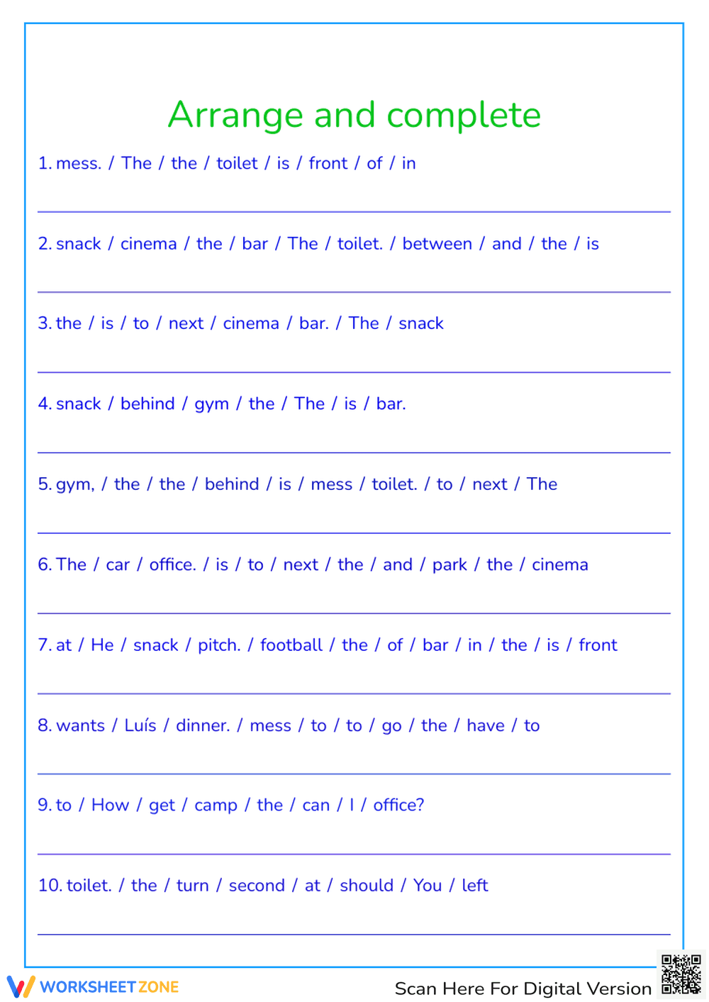 Sentence Scrambles - Page 1