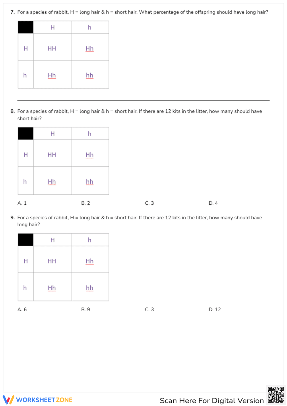 Punnett Square Practice - Page 3