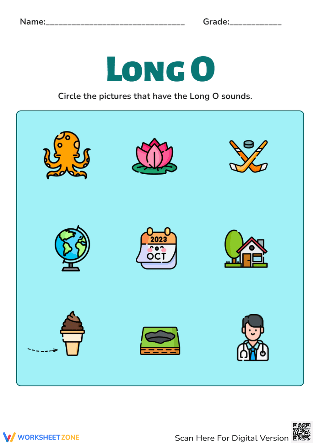 Fun Long O Sounds Worksheet for Kids - Page 1