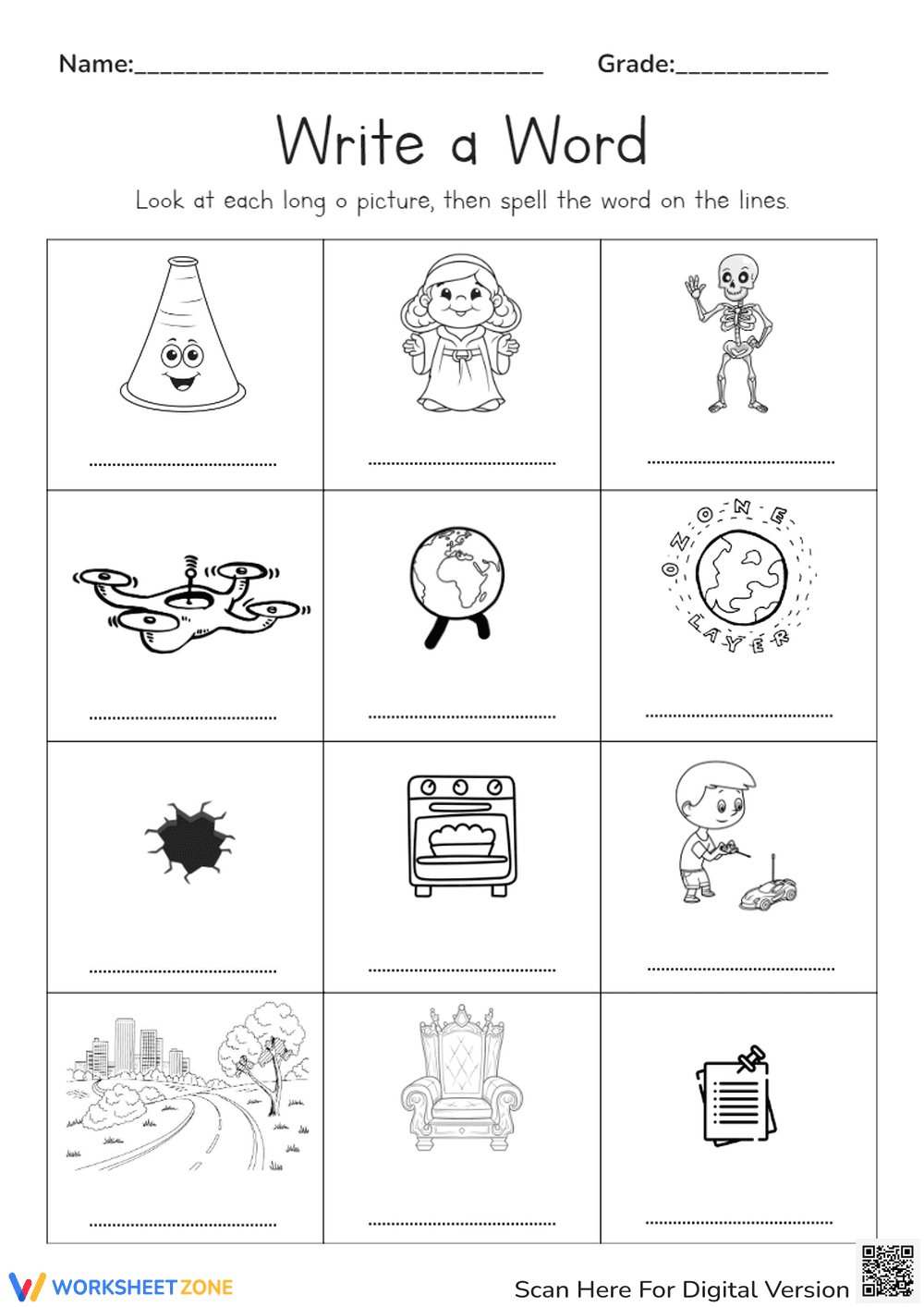Learn Long O Vowel Sounds with Words - Page 1