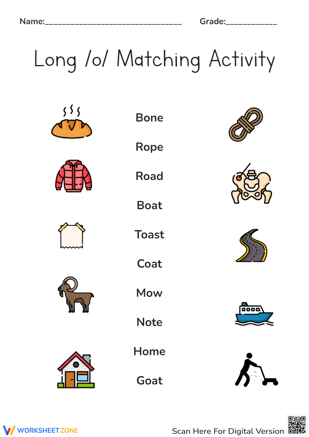 Long /o/ Vowels Matching - Page 1