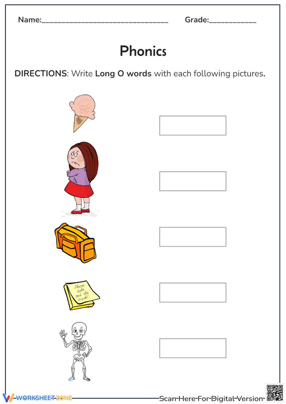 Long O Words Writing - Page 2