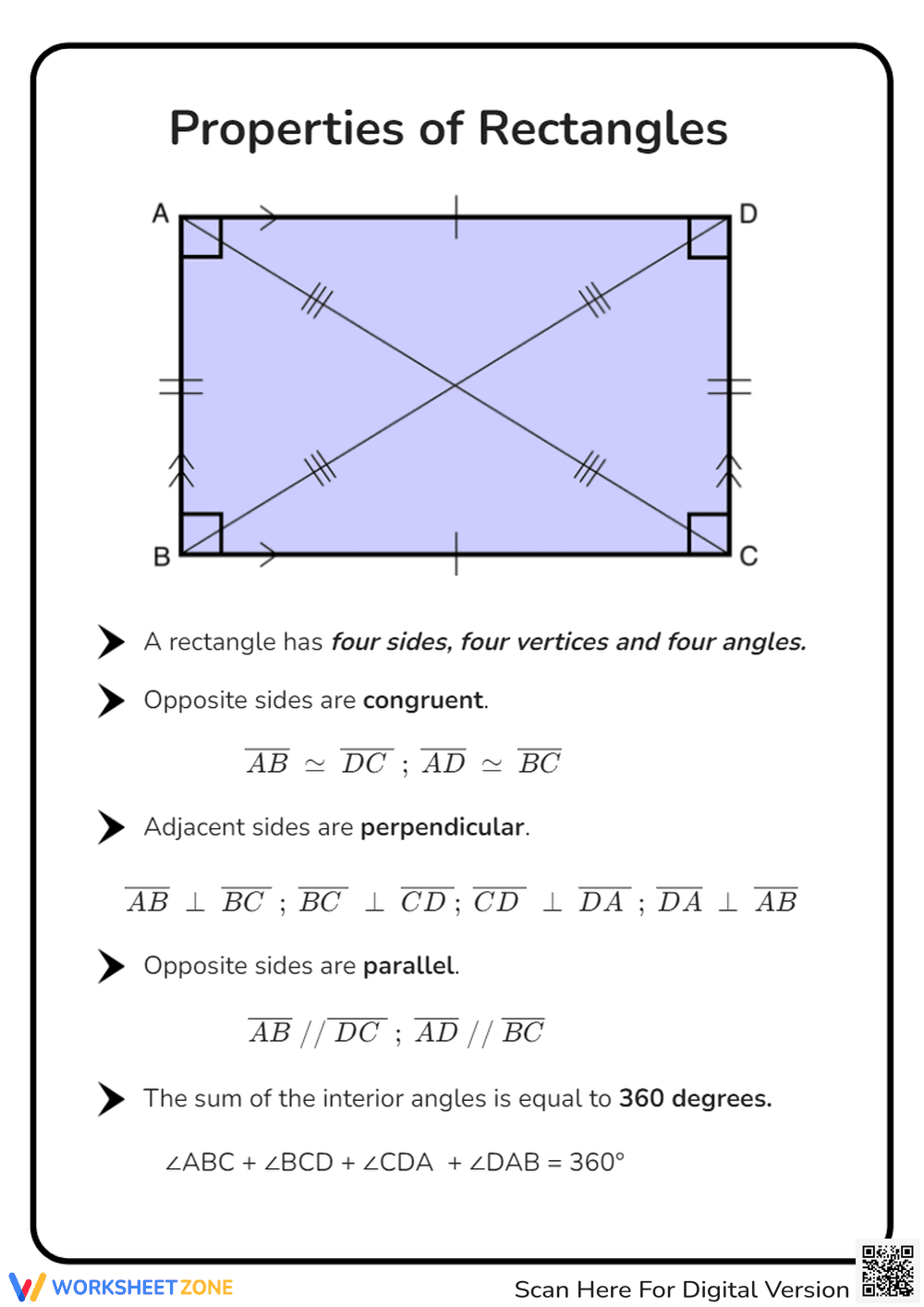 Explore Properties of Rectangles Worksheet - Page 1