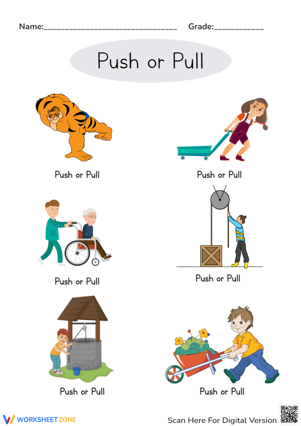 Push or Pull Forces Activity for Kids - Page 1