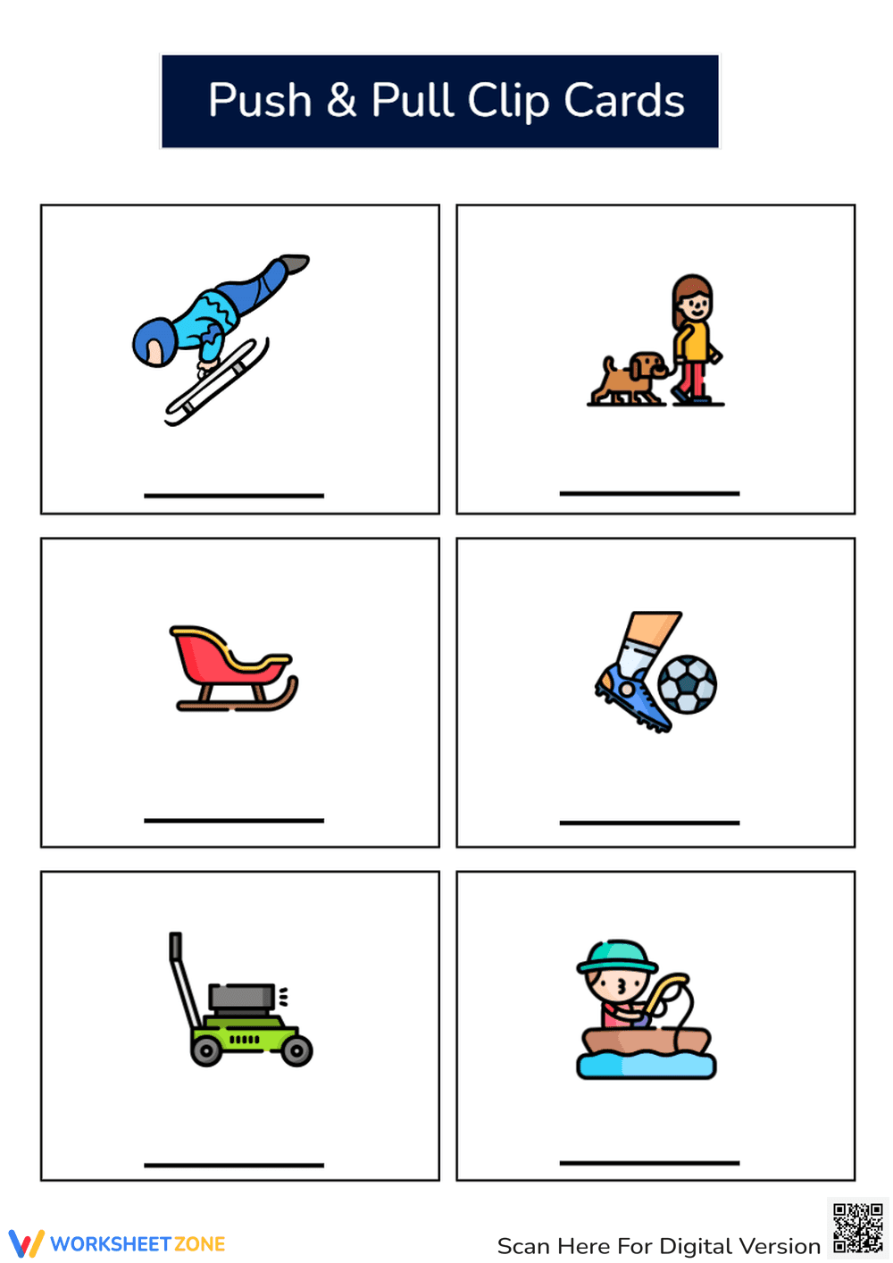 Push & Pull Clip Cards - Science Activity for Preschool/Kindergarten - Page 1