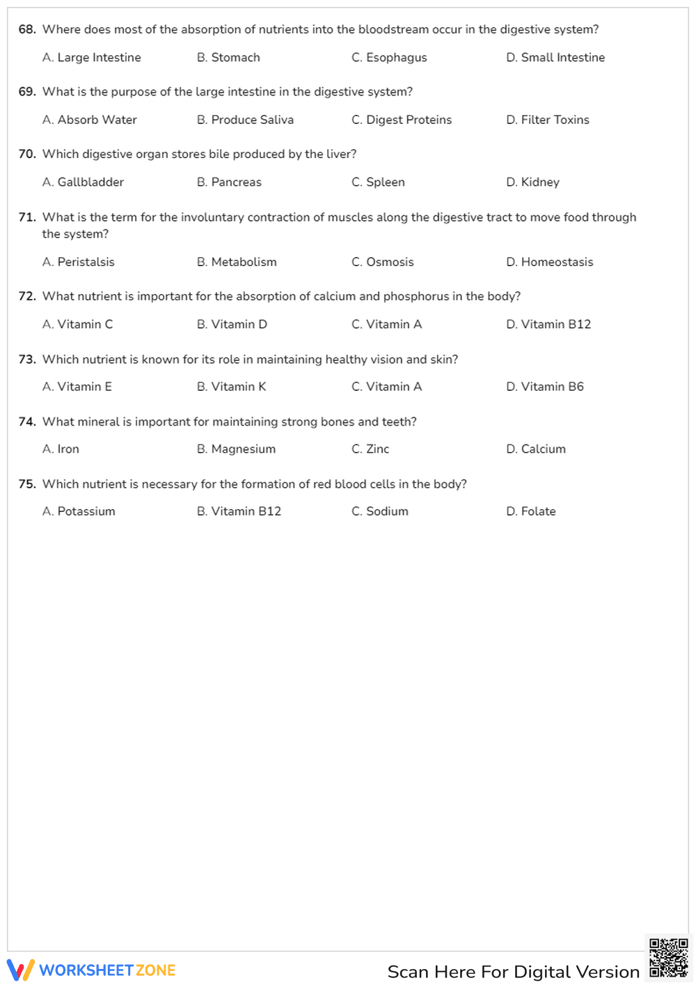 Nutrition and Digestion Comprehensive Quiz - Page 6
