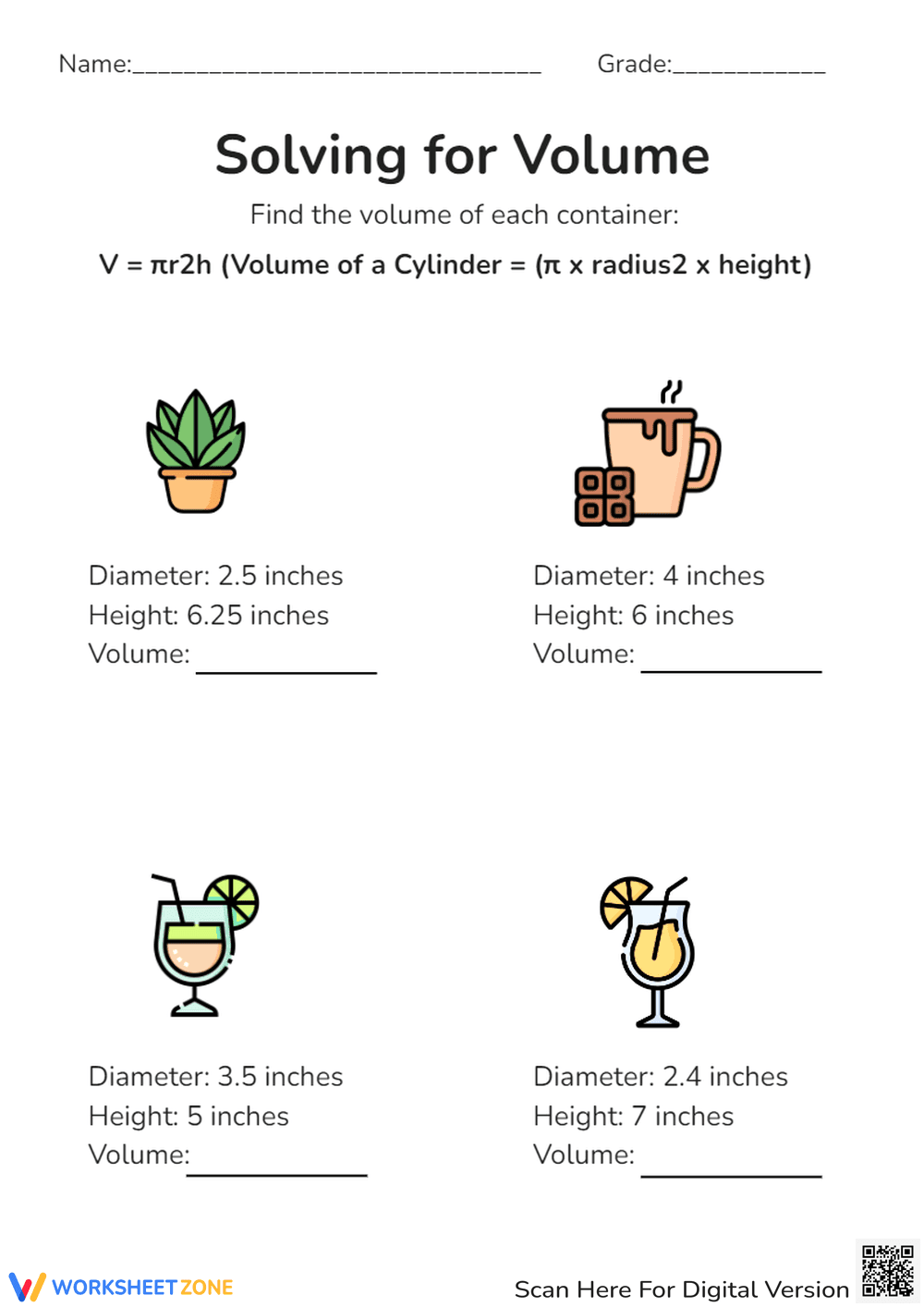Pi Day - Find The Volume - Page 1