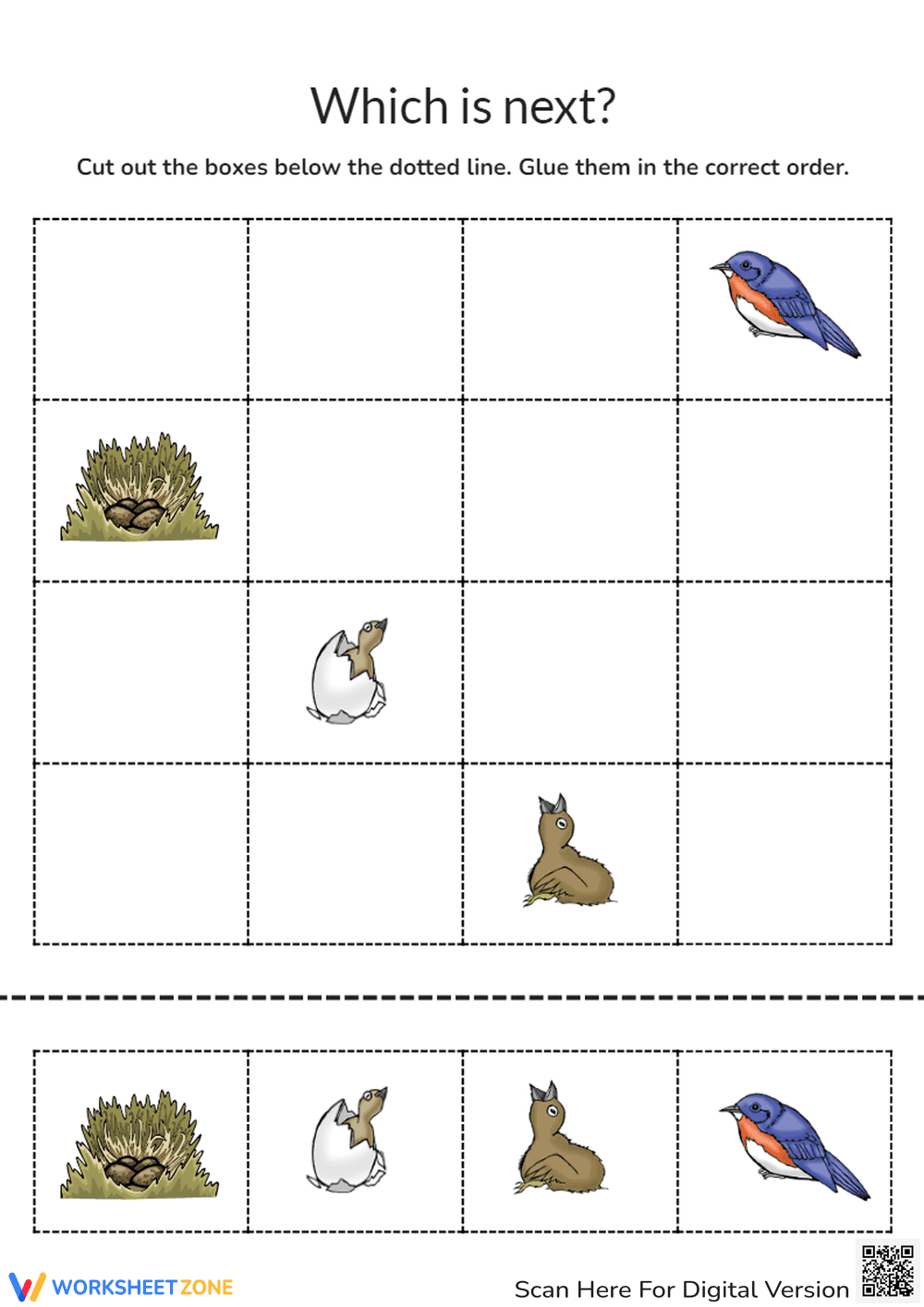 Bluebird Life Cycle Cut & Paste Activity - Page 1