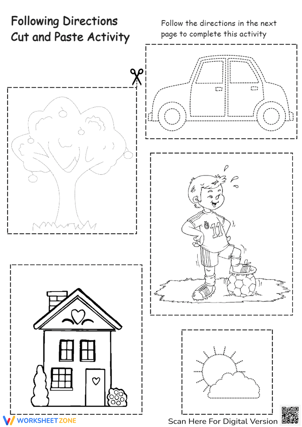 Following Directions Cut & Paste - Preschool/Kindergarten Activity - Page 1