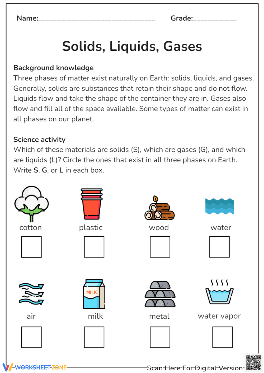 Identifying Solids, Liquids, and Gases - Page 1