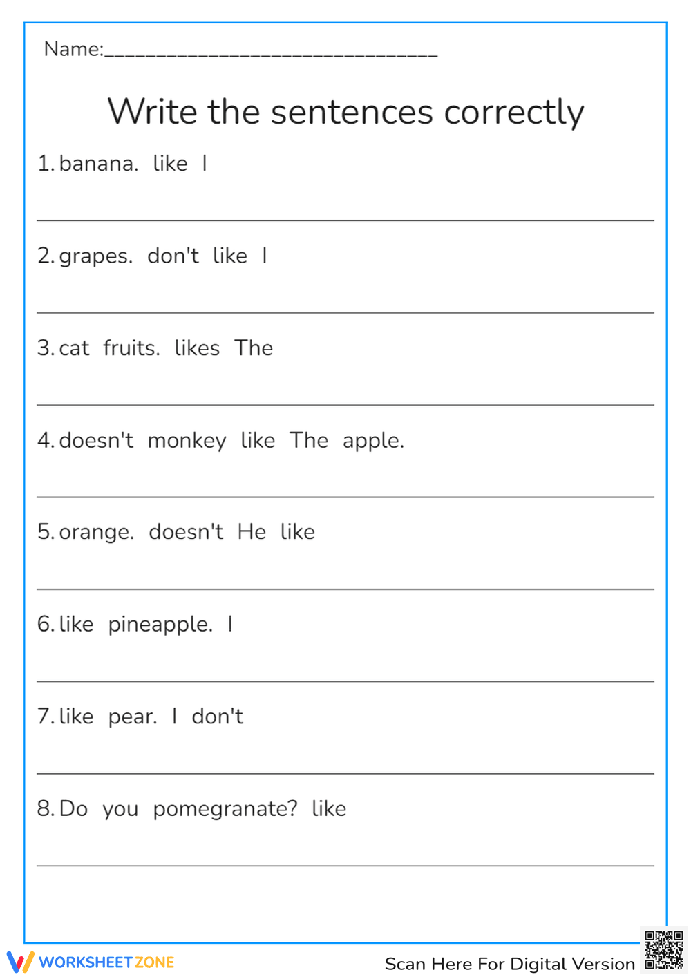 Unscramble the Sentences - Page 1