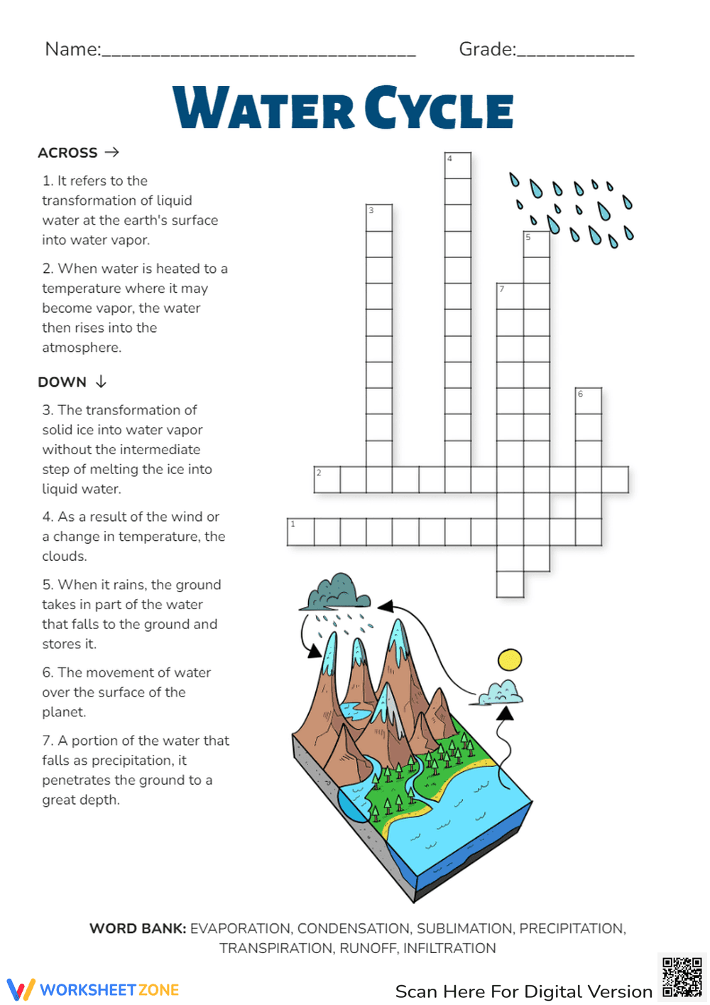 Water Cycle Crossword Puzzle - Page 1