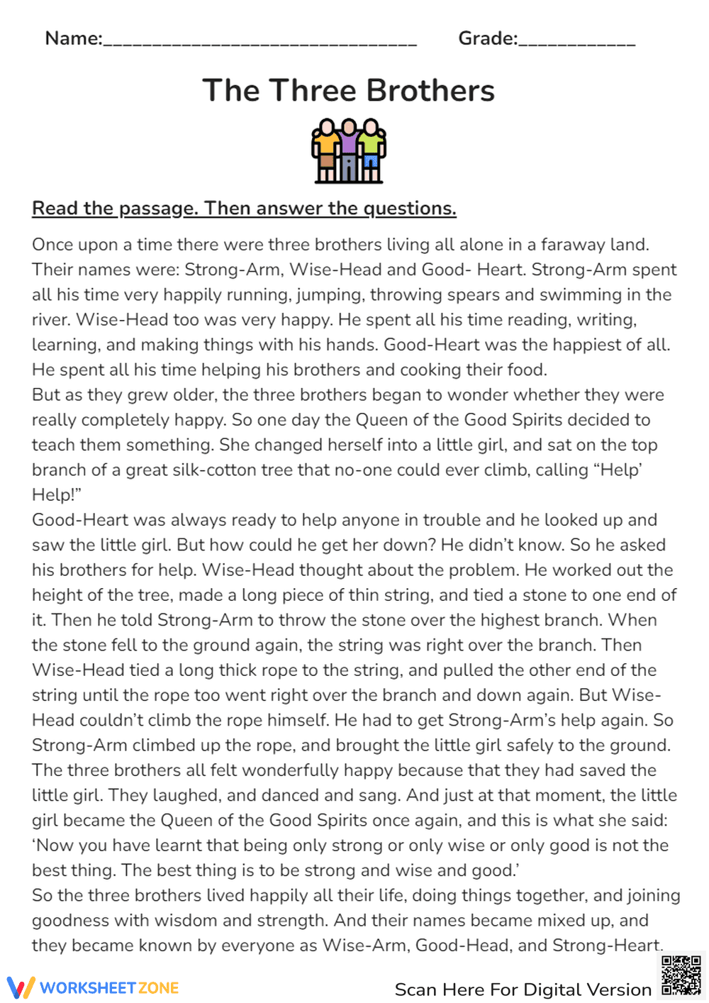 7th Grade Reading Skills Practice Worksheet - Page 1