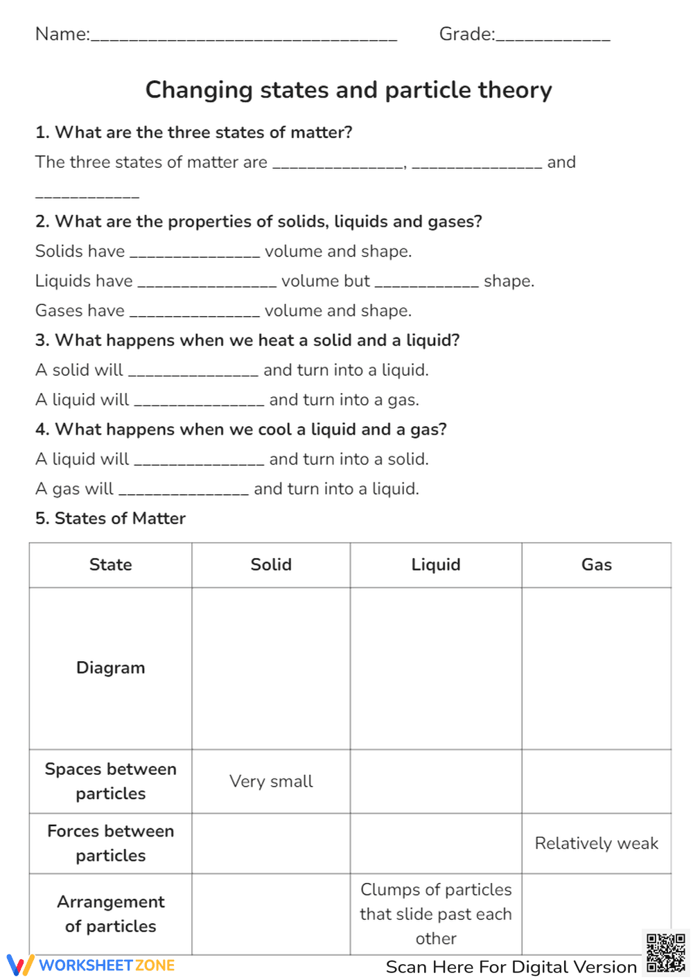 States of Matter & Particle Theory Worksheet - Science Fun - Page 1