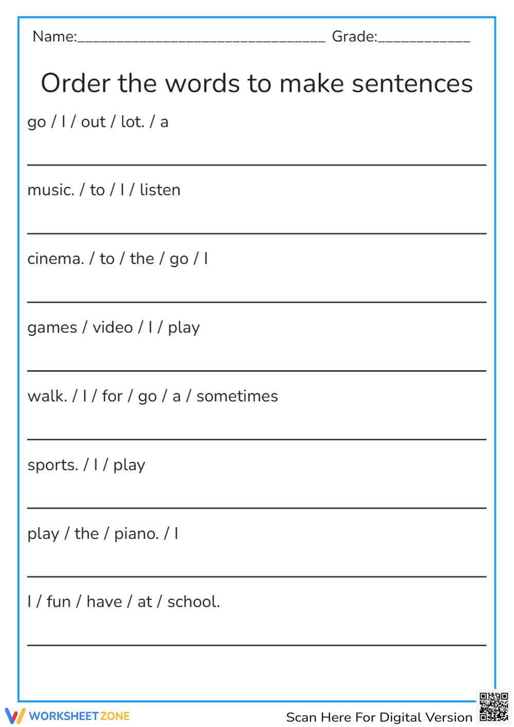 Sentence Building Practice - Unscramble the Words! (Grades 1-3) - Page 1
