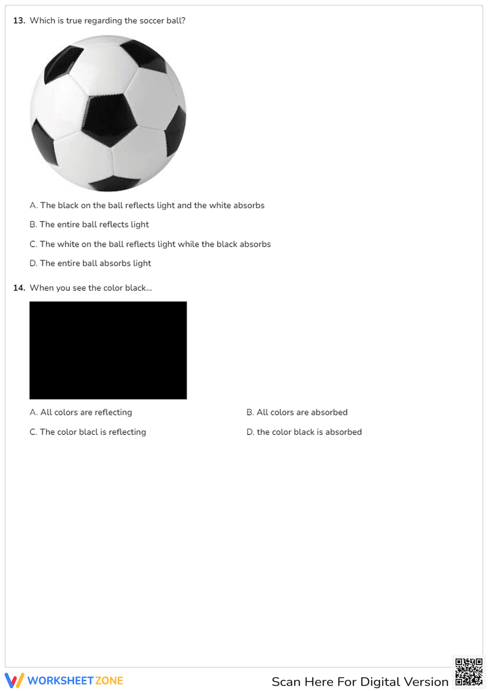 Color Reflection & Absorption Quiz - Page 3