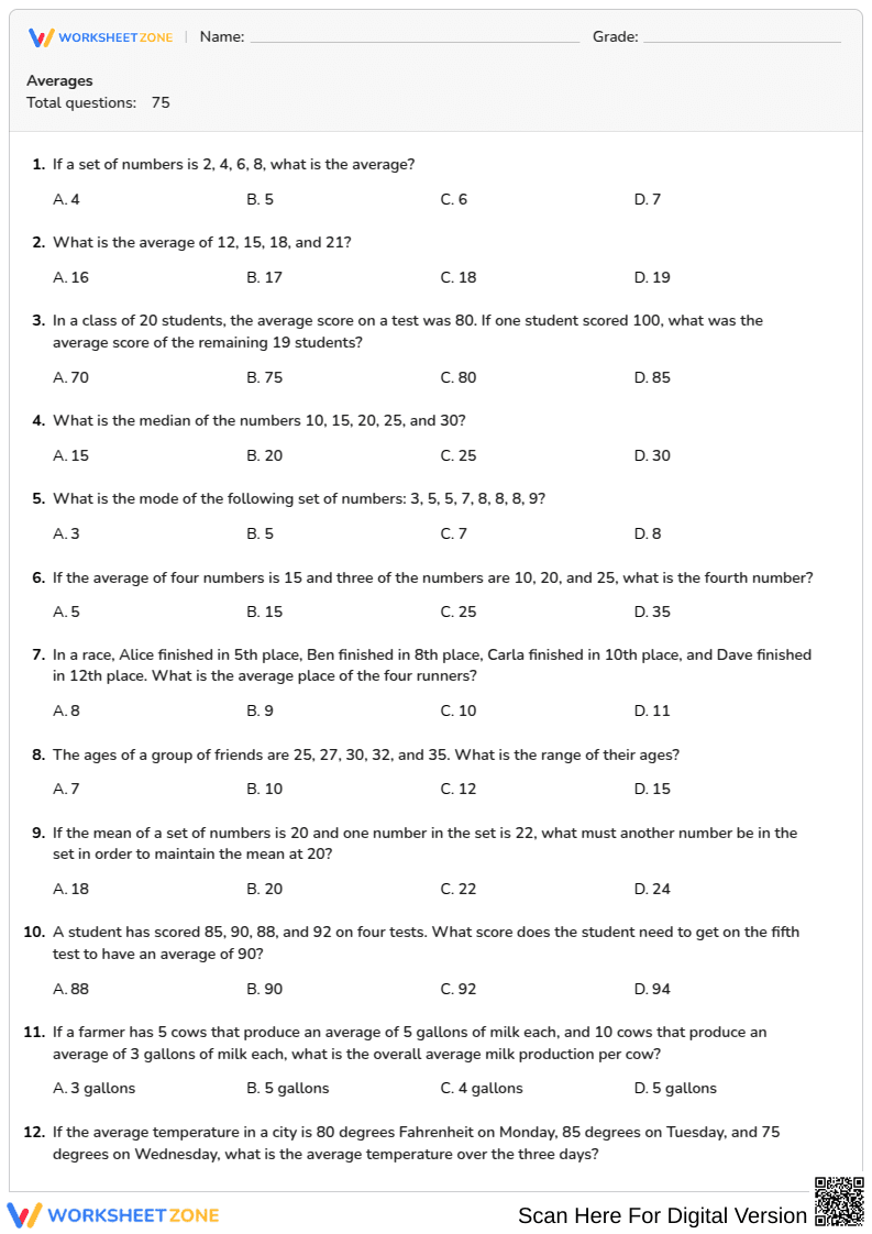 Problem Solving and Average Calculation - Page 1