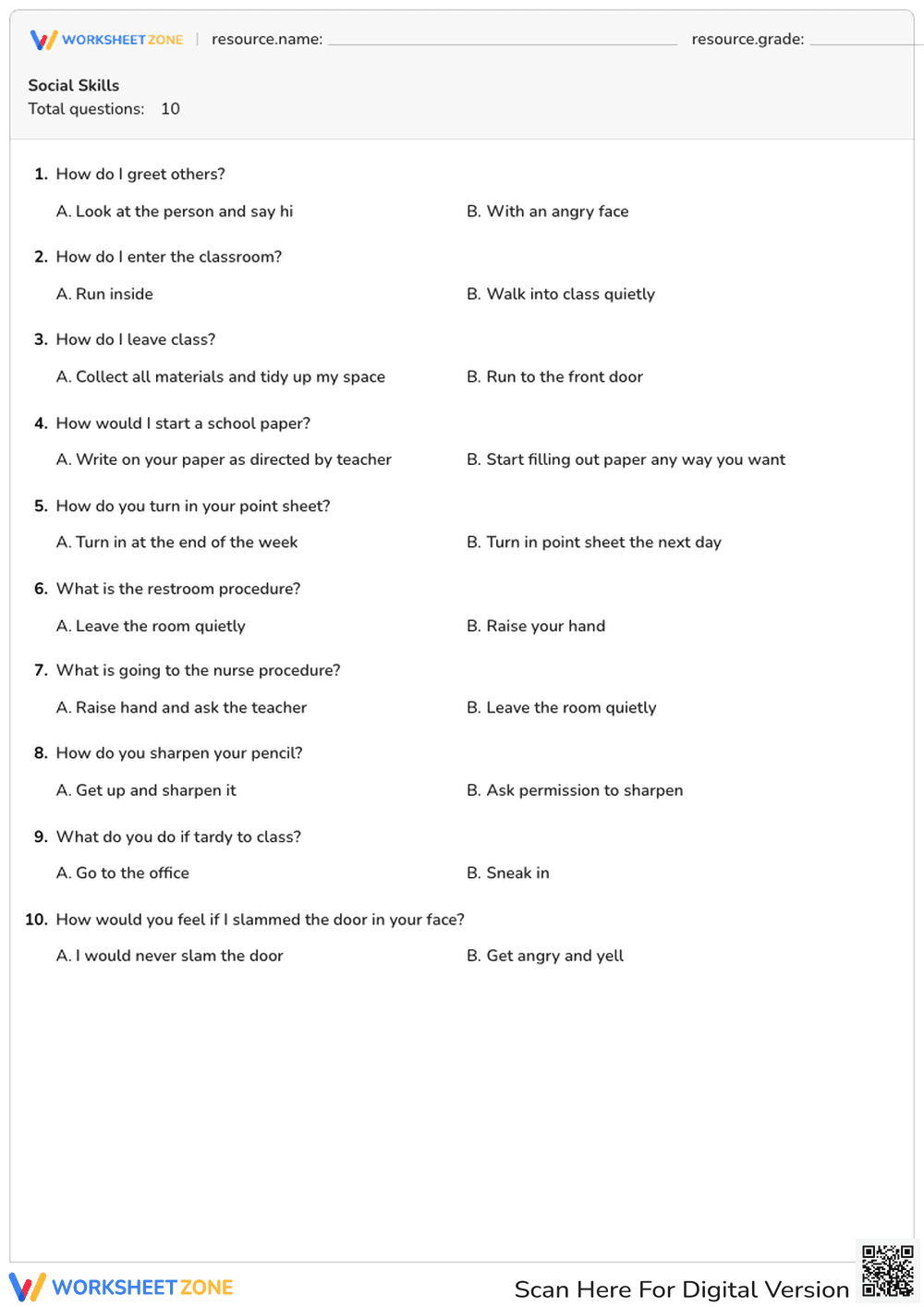 Social Skills - Page 1