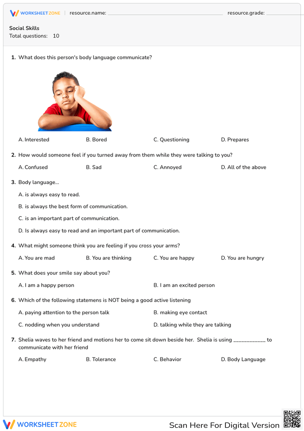 Understanding Body Language Quiz - Page 1