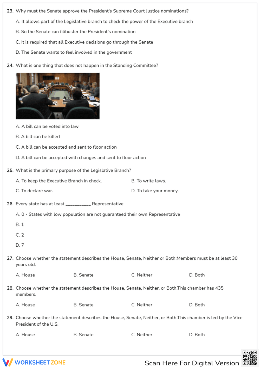 Legislative Branch Quiz: Congress and Lawmaking - Page 3