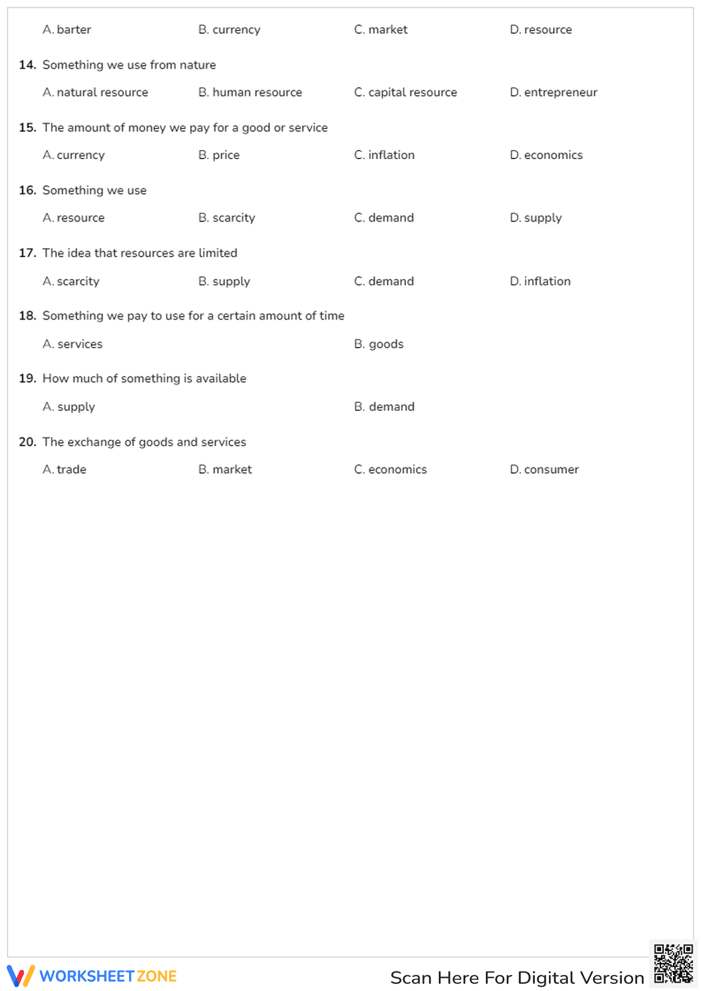 Economics Vocabulary Quiz - Page 2