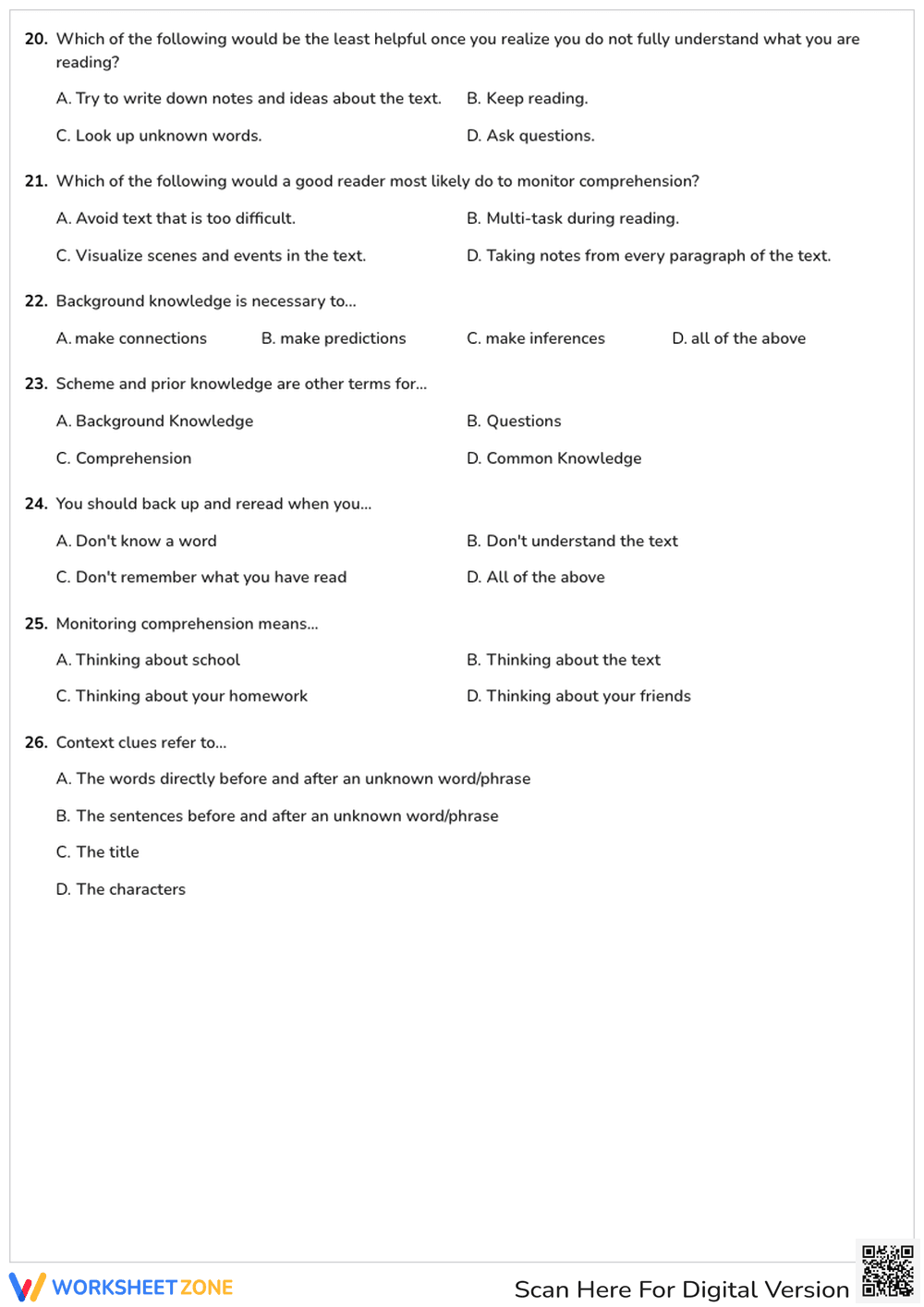 Comprehension Strategies Practice Quiz - Page 3
