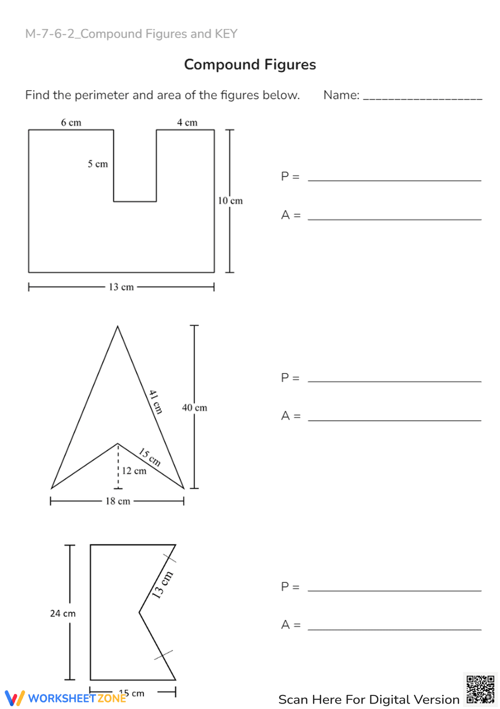 Compound Figures: Perimeter & Area Practice - Math Worksheet - Page 1