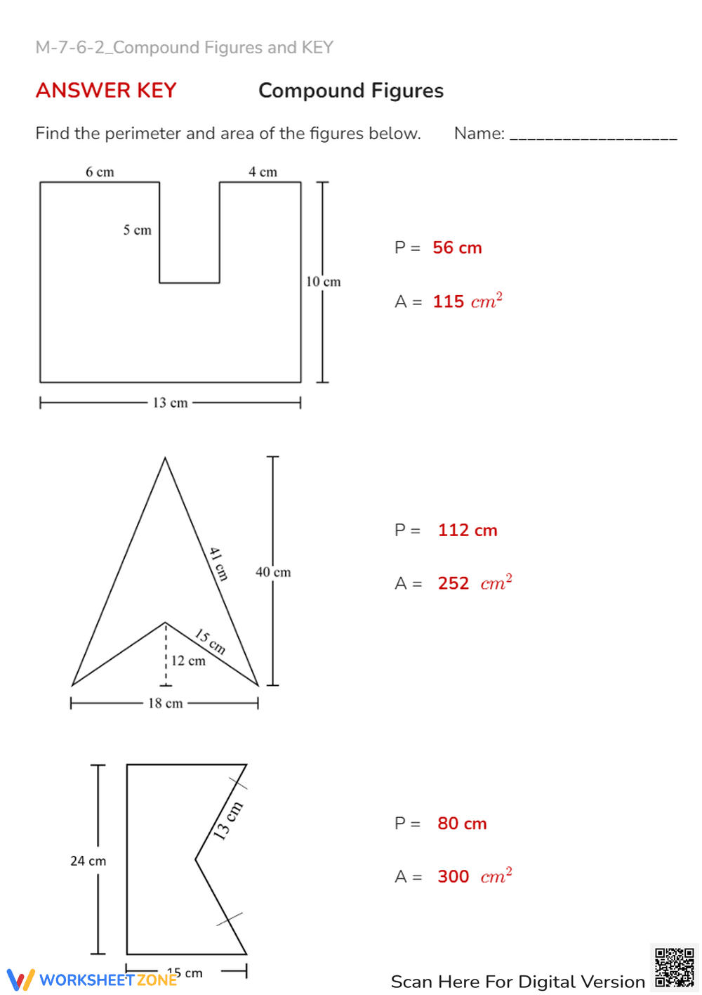 Compound Figures: Perimeter & Area Practice - Math Worksheet - Page 2
