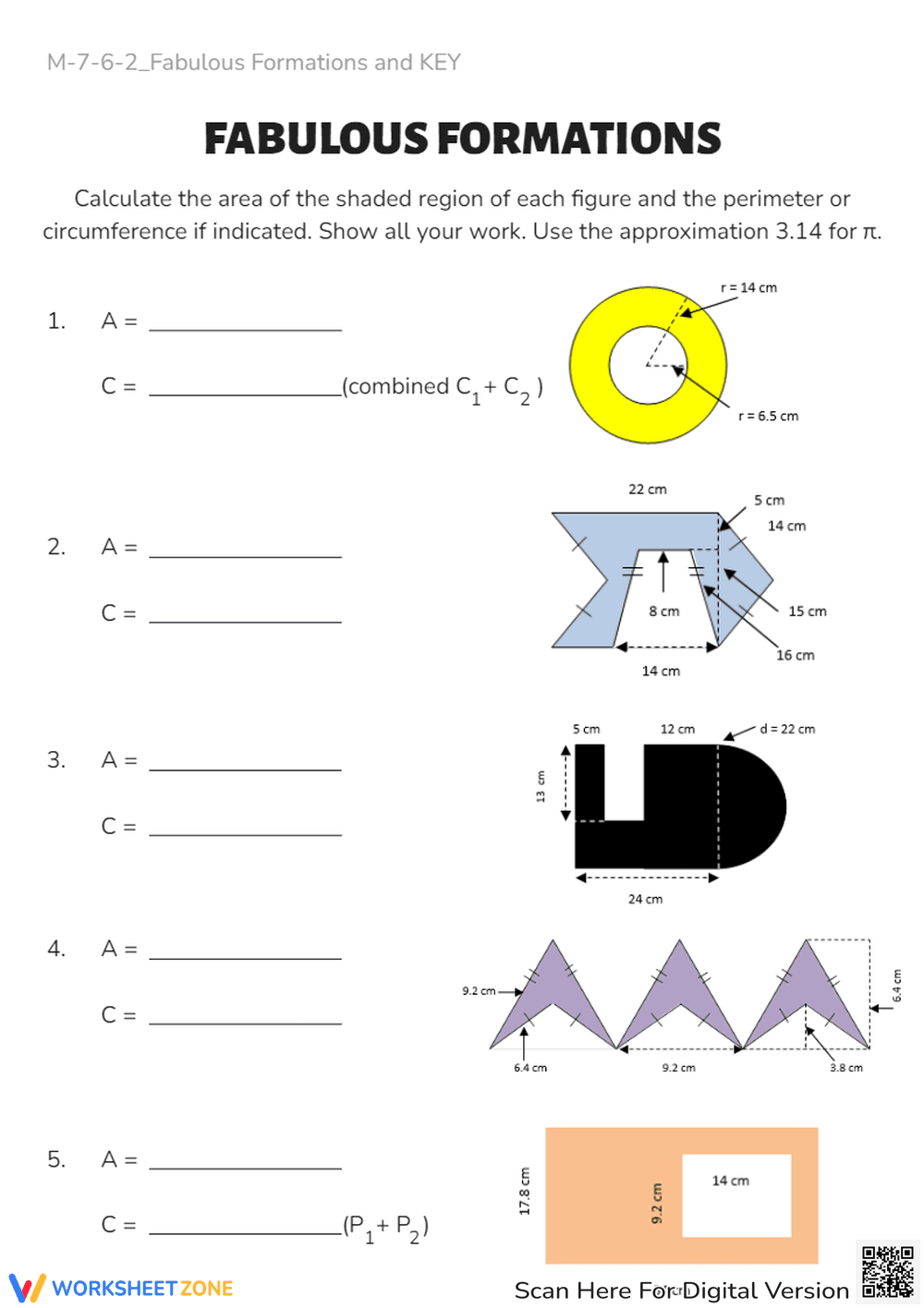 Area & Perimeter of Composite Shapes - Geometry Worksheet - Page 1