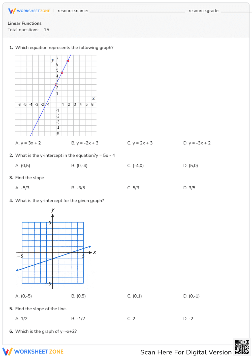 Linear Functions - Page 1