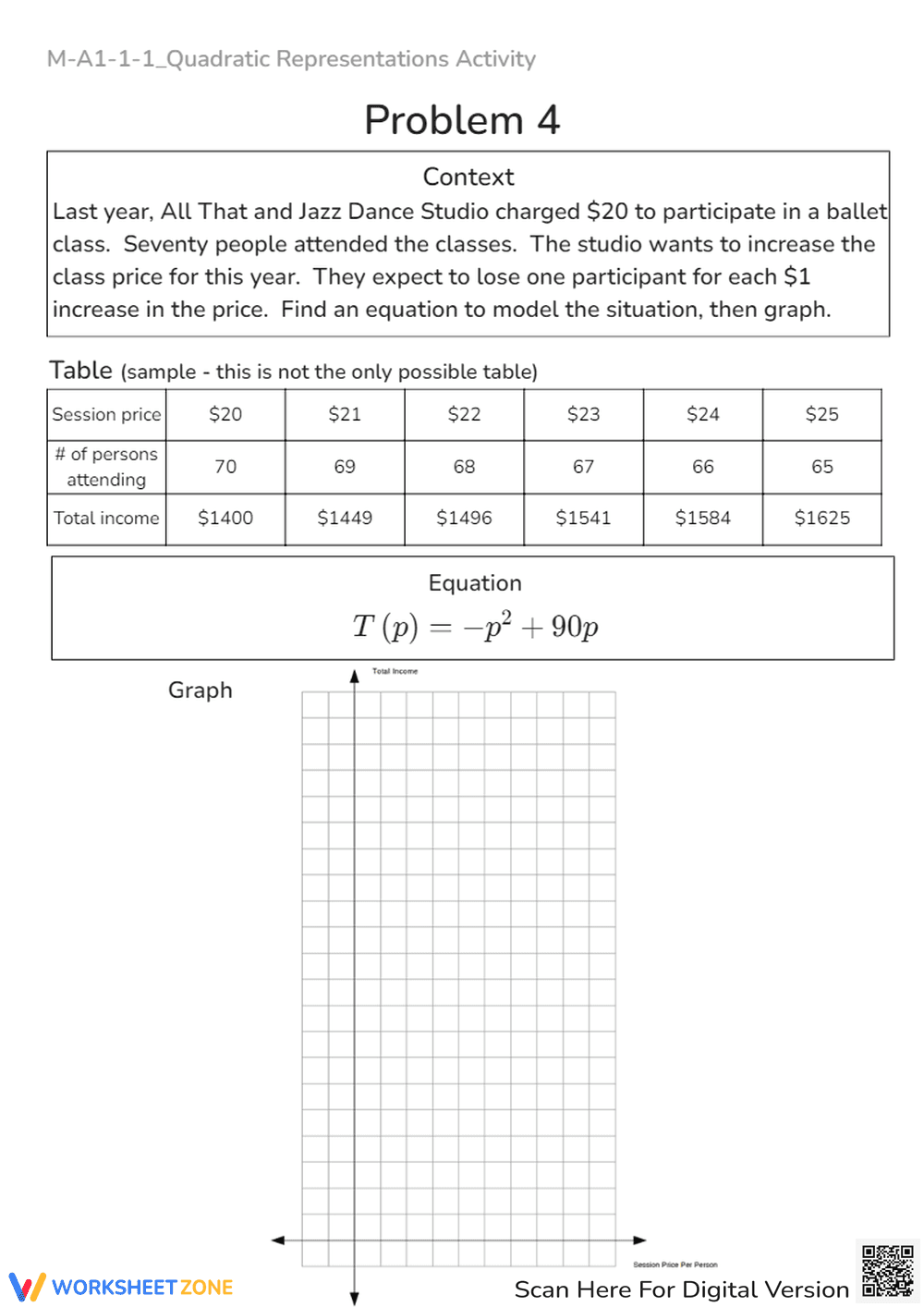 Quadratic Representations Activity Worksheet - Page 4