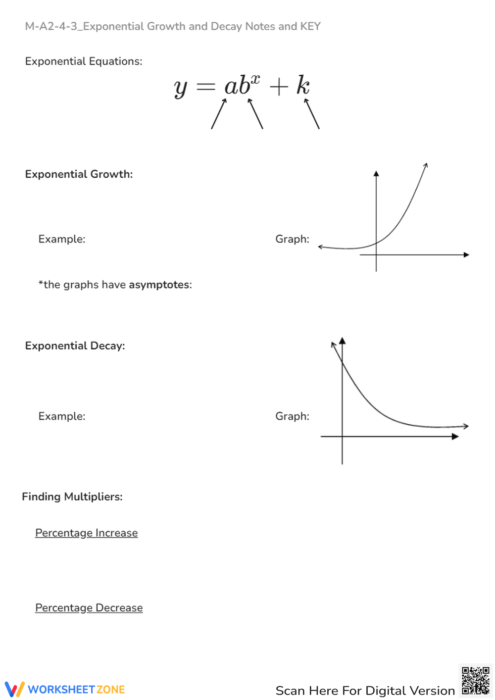 Exponential Growth & Decay: Notes & Practice Worksheet - Page 1
