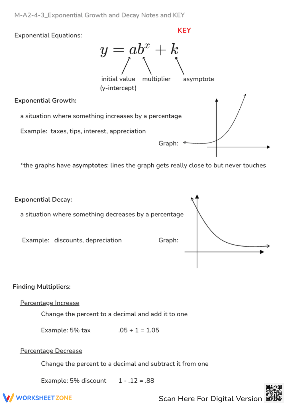 Exponential Growth & Decay: Notes & Practice Worksheet - Page 2