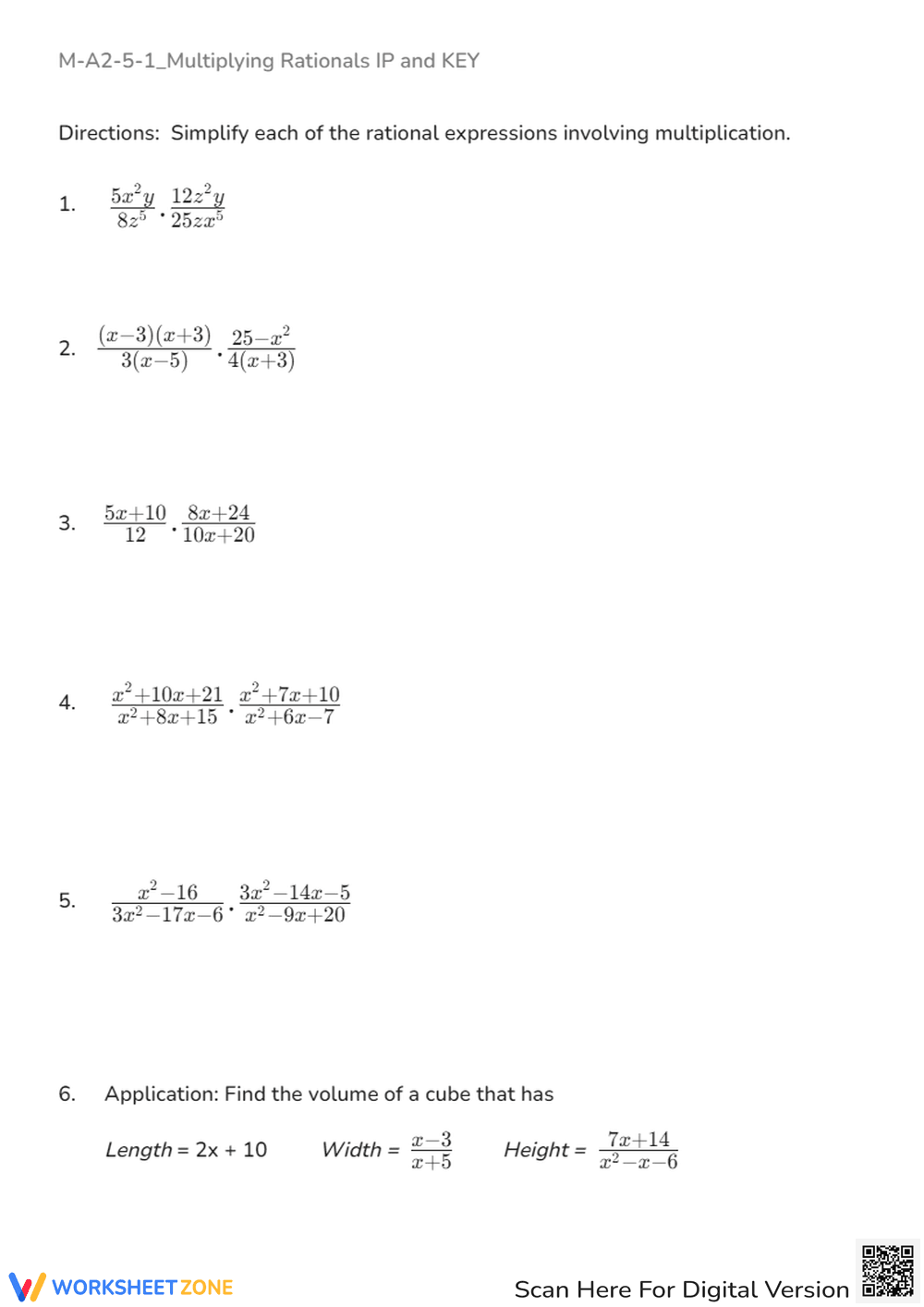 Multiplying Rational Expressions: Algebra 2 Practice Worksheet - Page 1