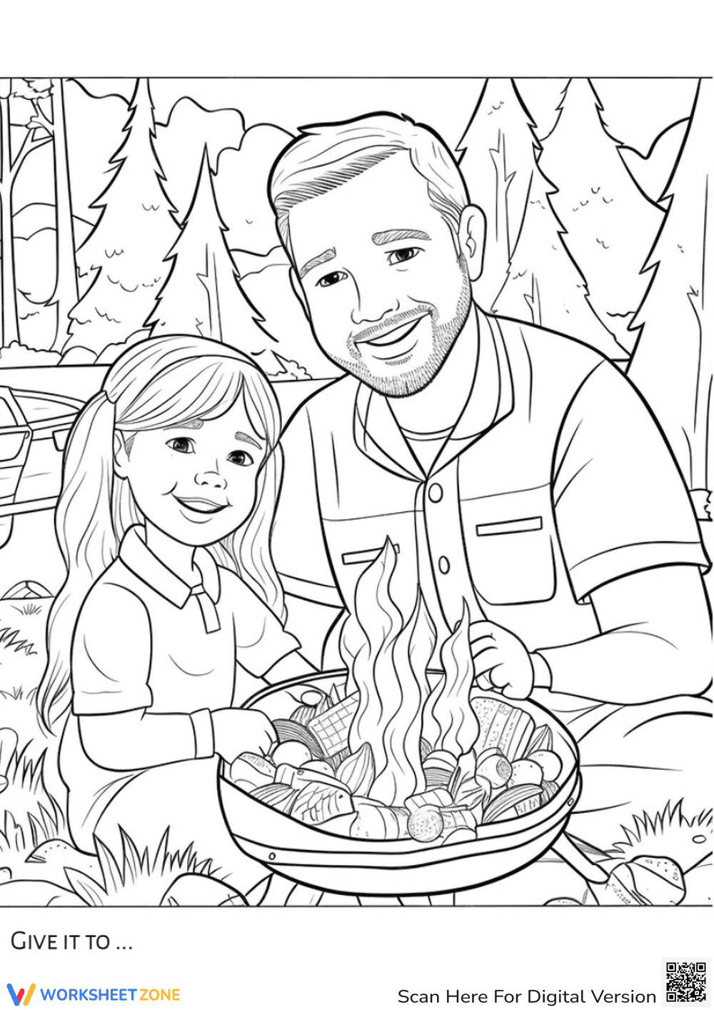 Father and Son Coloring Page - Page 1