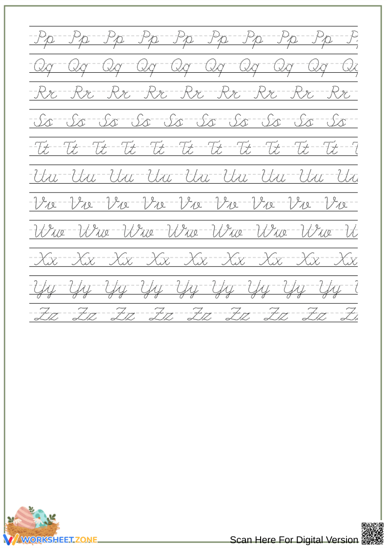 Cursive Alphabet Writing Practice Worksheet - Page 2