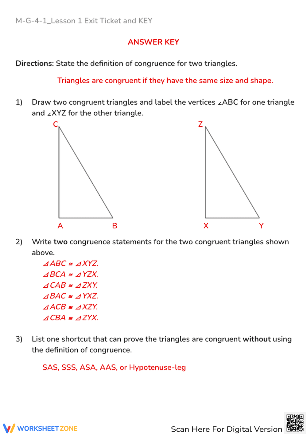 Lesson Exit Ticket for Geometry Concepts - Page 2