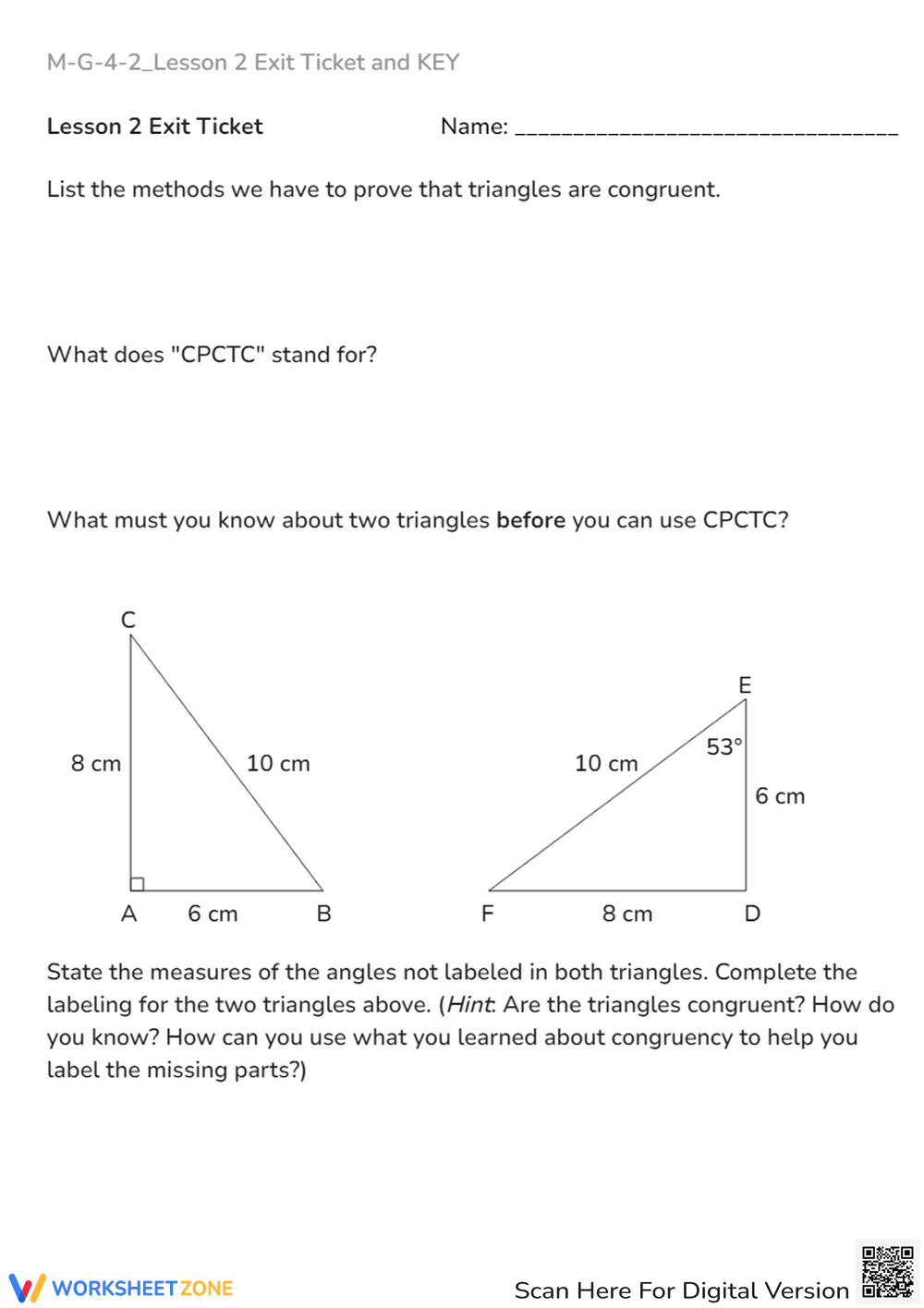 M-G-4-2_Lesson 2 Exit Ticket and KEY - Page 1