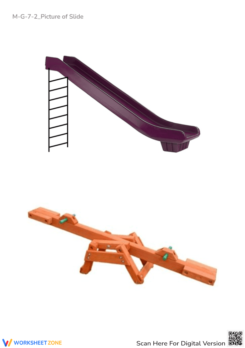 Playground Fun! Identify & Name the Equipment - Pre-K Worksheet - Page 1