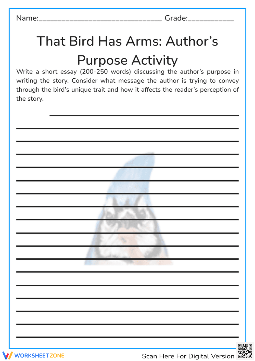 That Bird Has Arms: Author’s Purpose Activity - Page 1