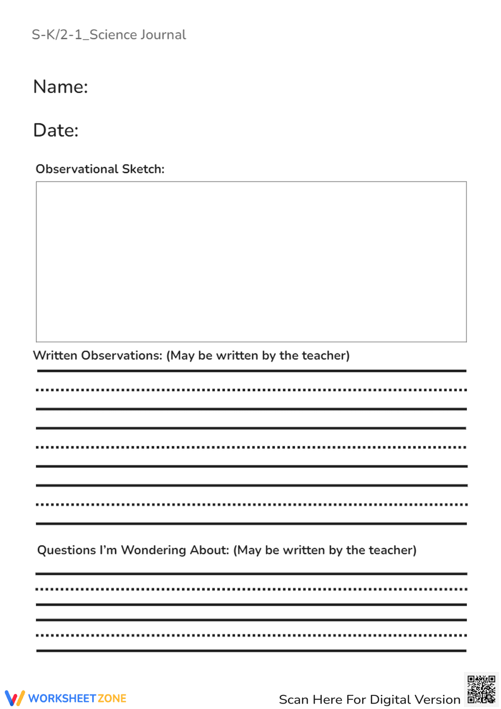 Interactive Science Journal Worksheet - Page 1