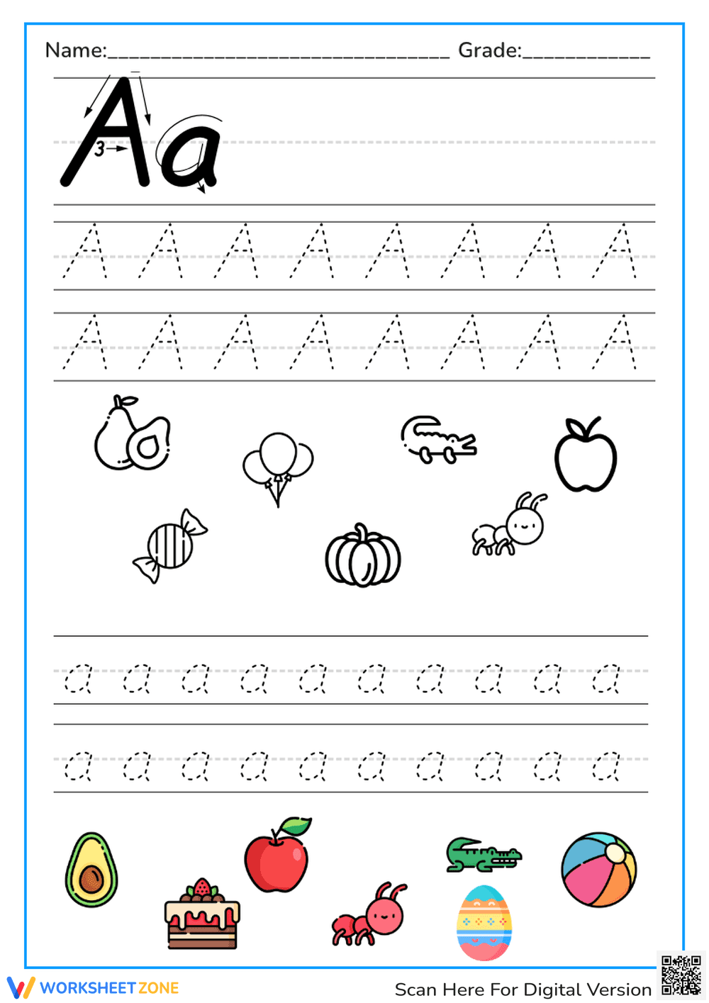 Letter A Tracing Practice - Page 1