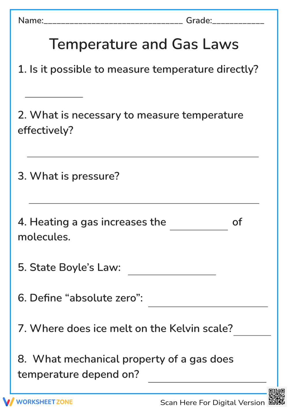 Tenperature and Gas Laws - Page 1