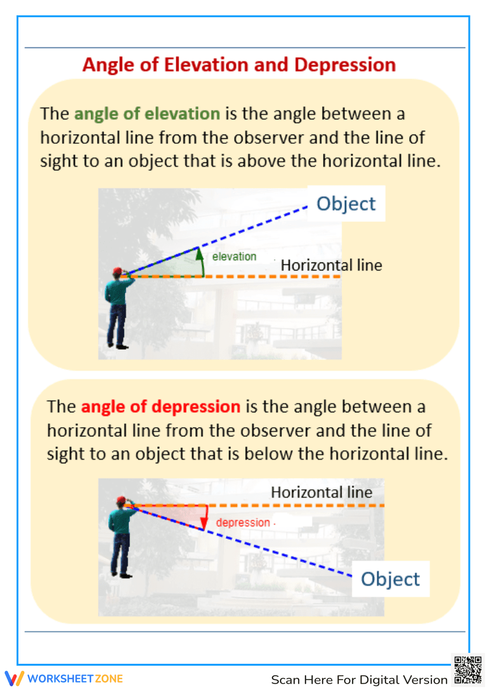 Definition of Angle of Elevation and Depression - Page 1