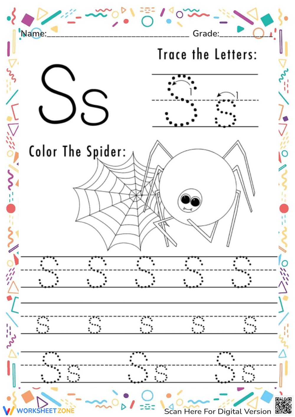 Trace the letter S - Page 1