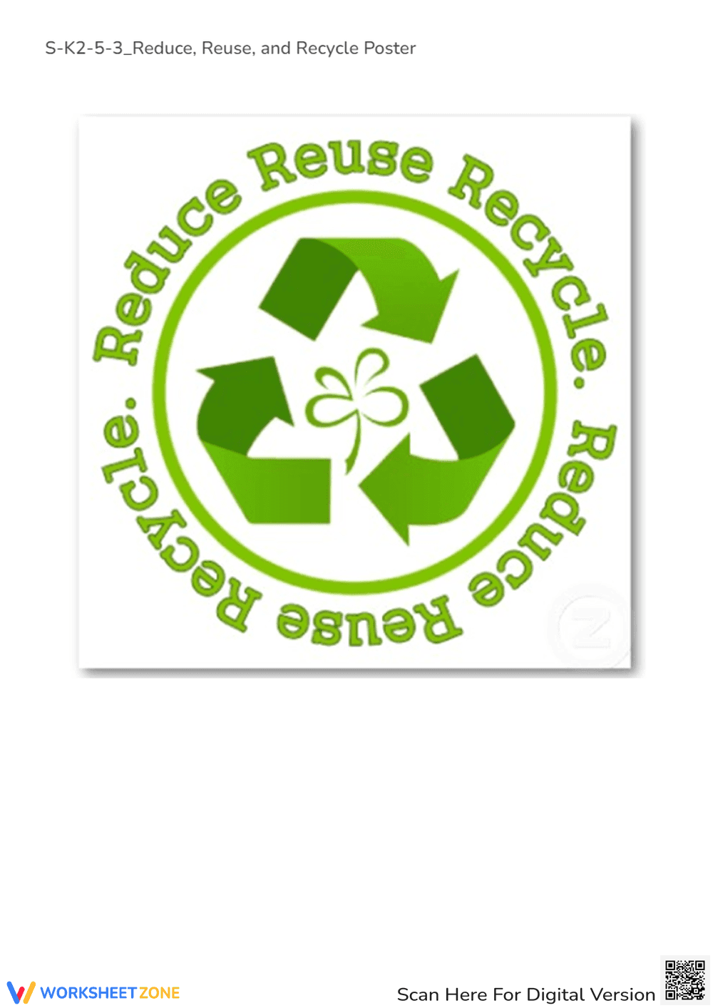 Reduce, Reuse, Recycle Poster Worksheet for Kids - Page 1
