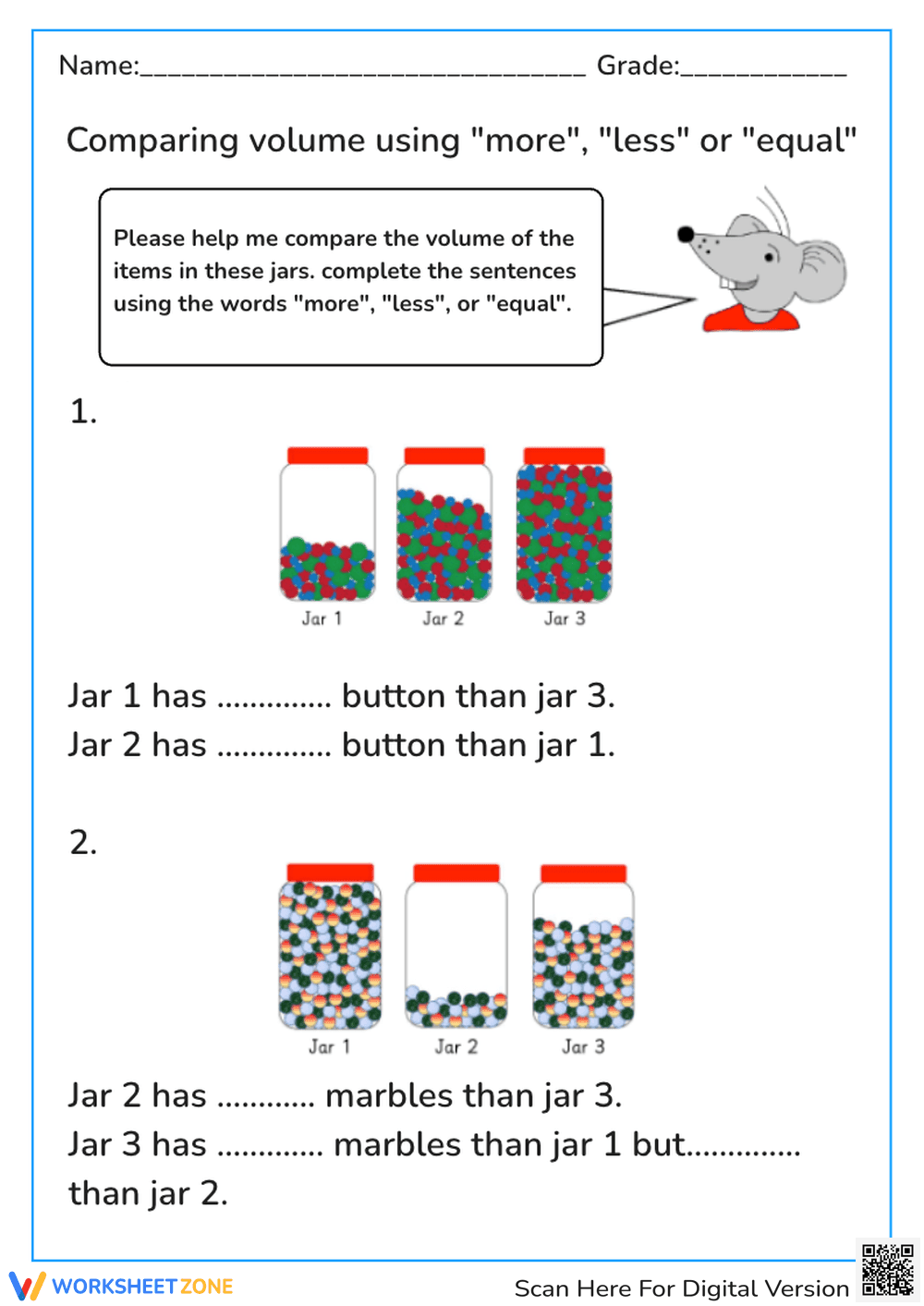 Comparing volume using "more", "less" or "equal" - Page 1